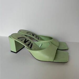 Zara Women's Mint Green Slide Sandals
